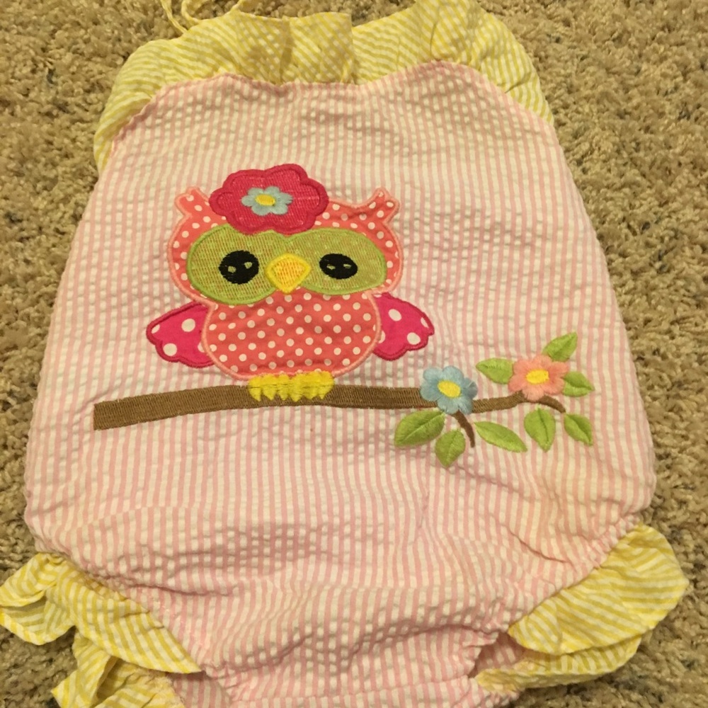 Lil Cactus Pink Seersucker Owl Swimsuit